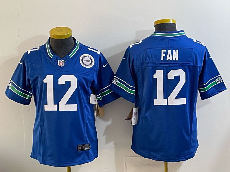 Women 2026 Seattle Seahawks #12 Fan Blue 3th generations Nike Limited NFL Jersey style 001->women nfl jersey->Women Jersey